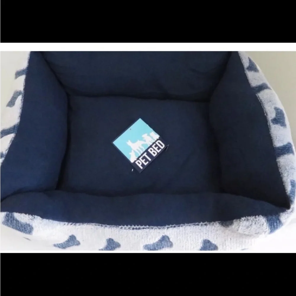 Cozy Blue and White Dog Bed